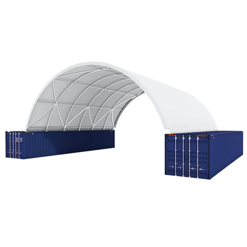 Cobertizo para contenedores marítimos 40’x40’x13′ – Robusto y versátil