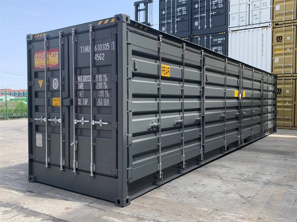 Contenedor High Cube 40' con doble puerta lateral gris nuevo 40 pies